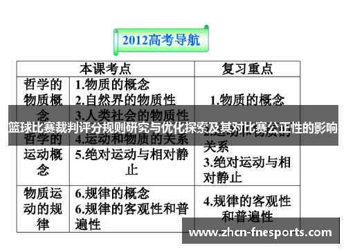 篮球比赛裁判评分规则研究与优化探索及其对比赛公正性的影响
